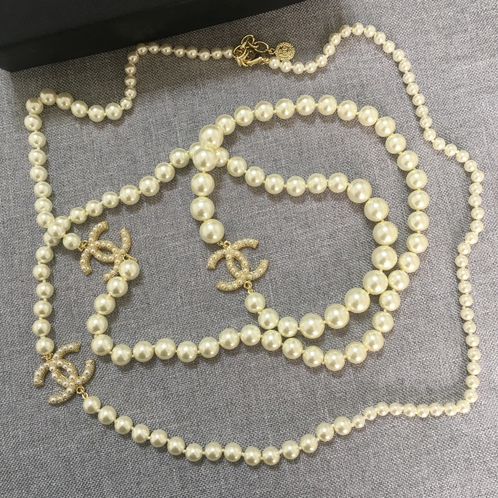 Classic COCO Yellow Gold Pearl 3CC Necklace
